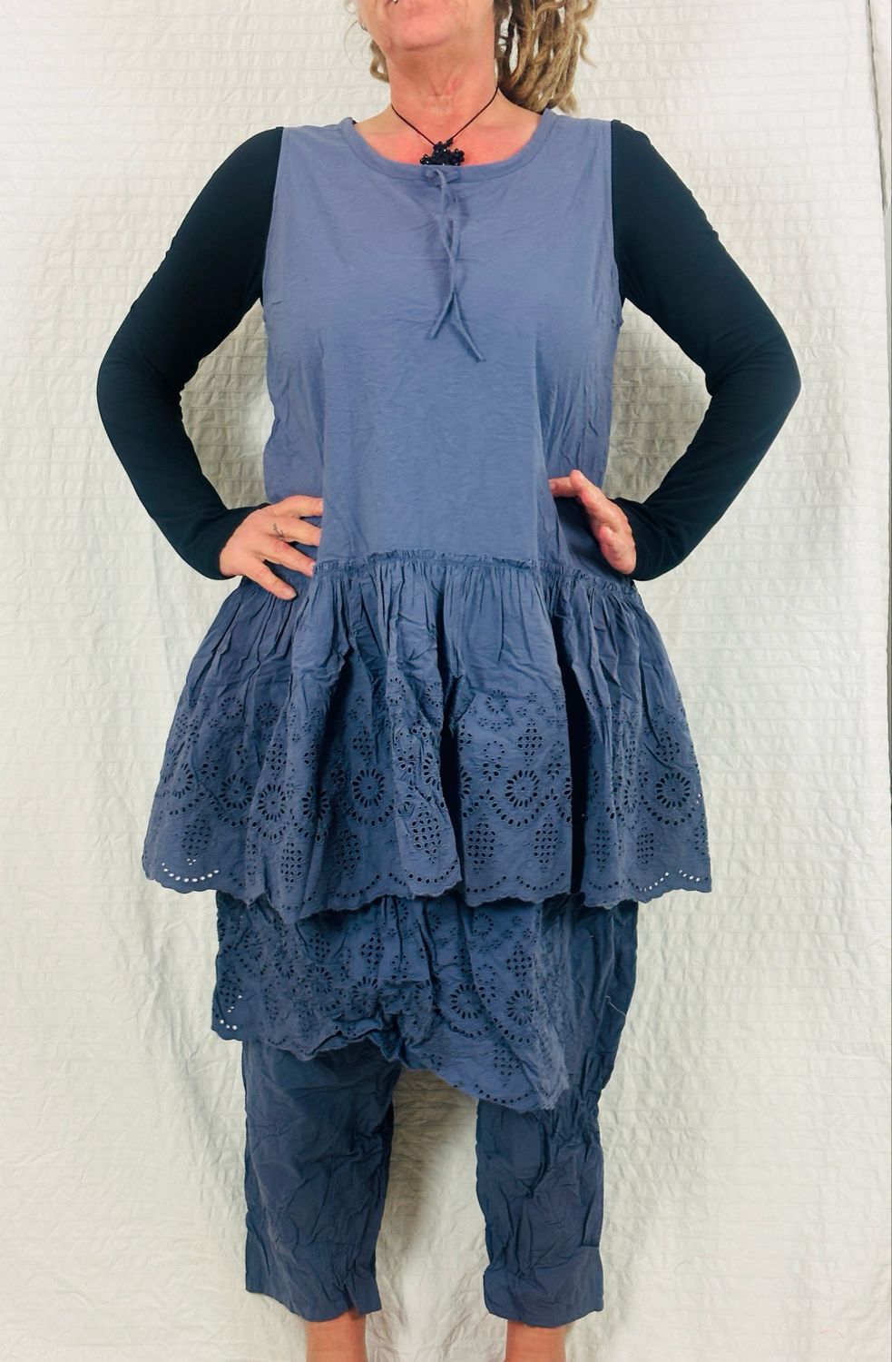 Ewa i Walla Tunic 33390 Amara Cotten Embroidery Blue SS25