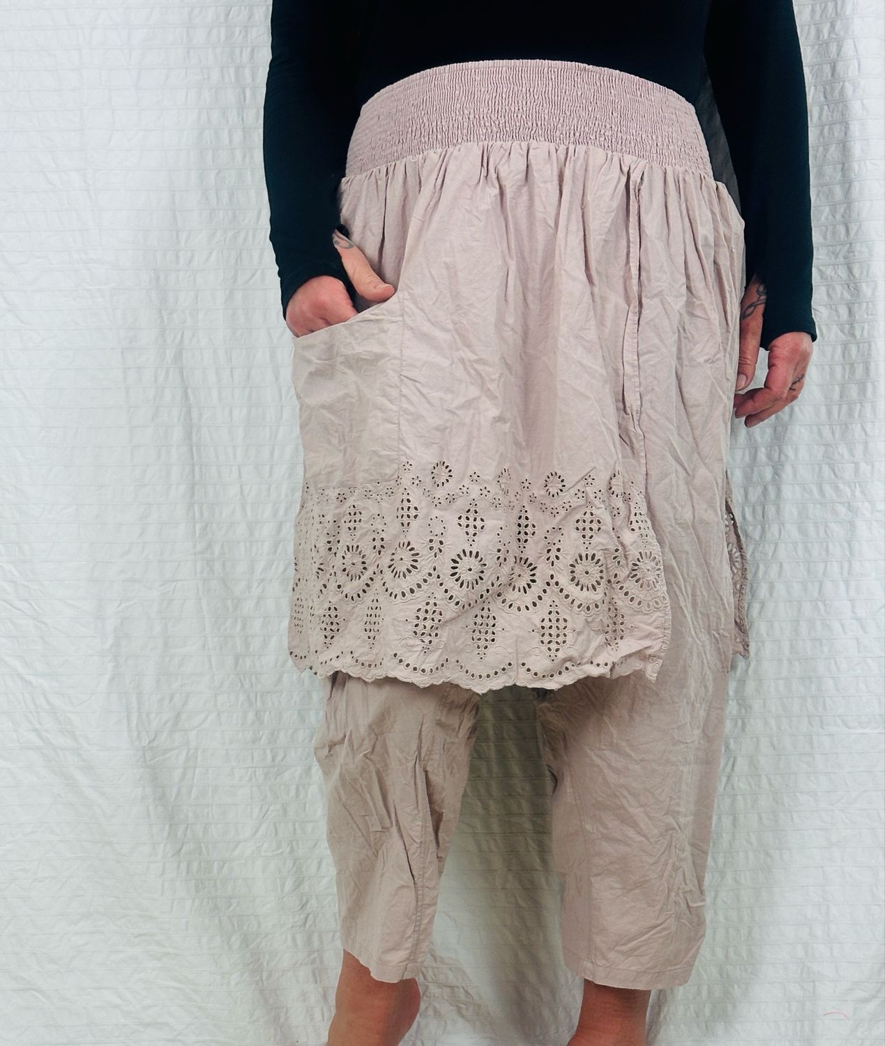 Ewa i Walla Trouser Arissa 11419 Cotten Embroidery One Size SS25 Pala Mauve