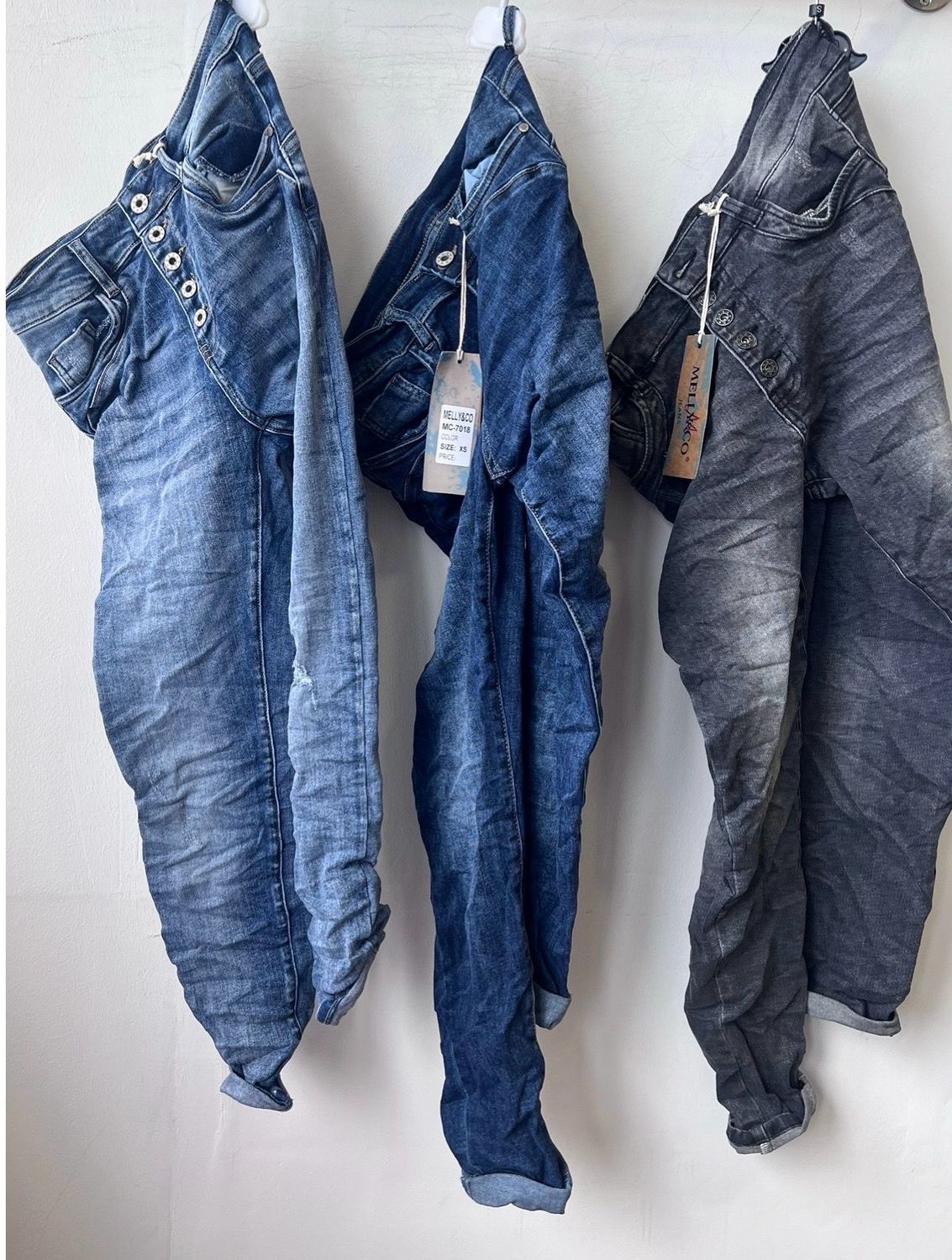 Melly &amp; Co Jeans Blau Töne M - XL 5 Knopf Wash