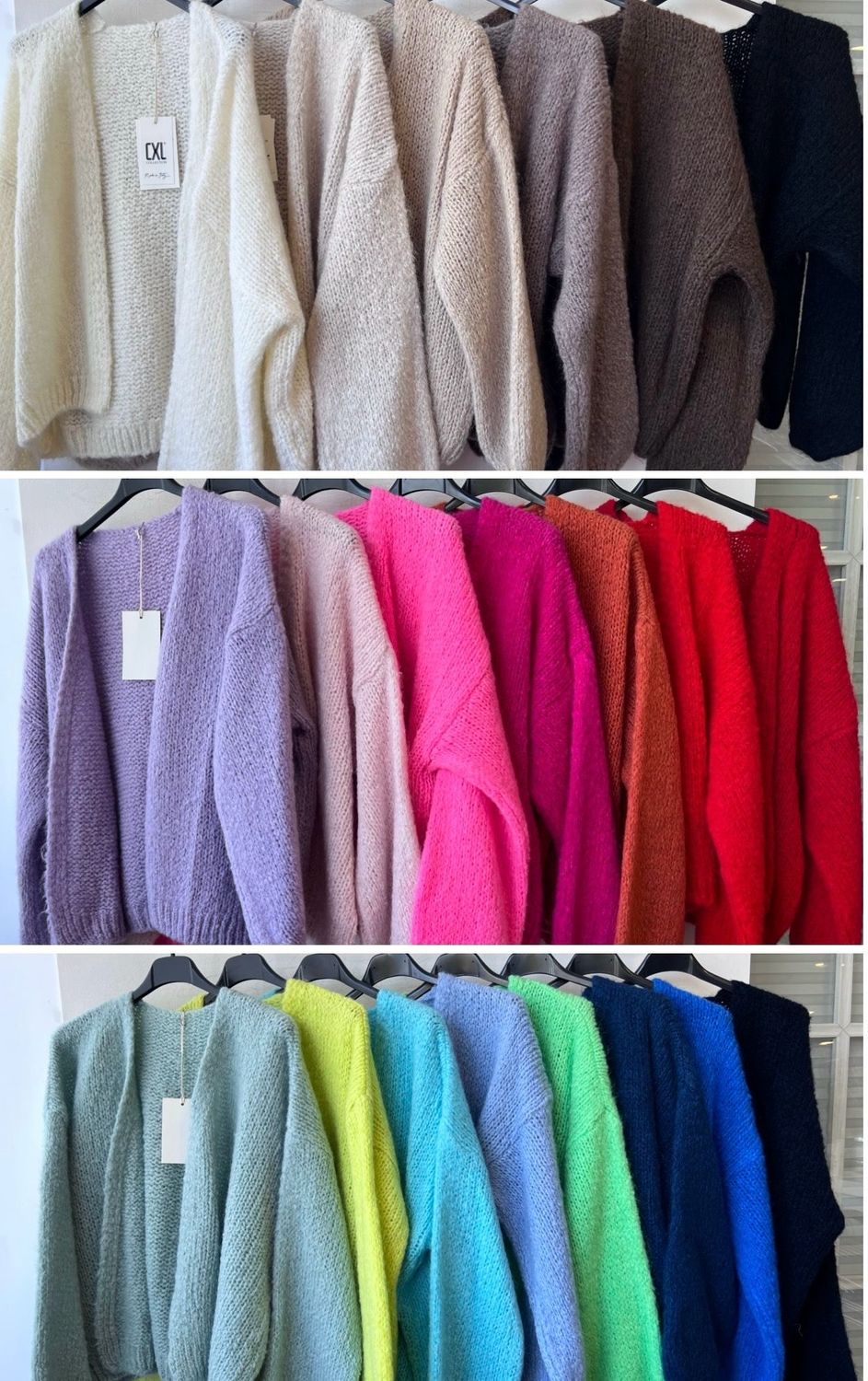 Julia Wang CXL Strickjacke One Size Kuschel Cadigan div Farben