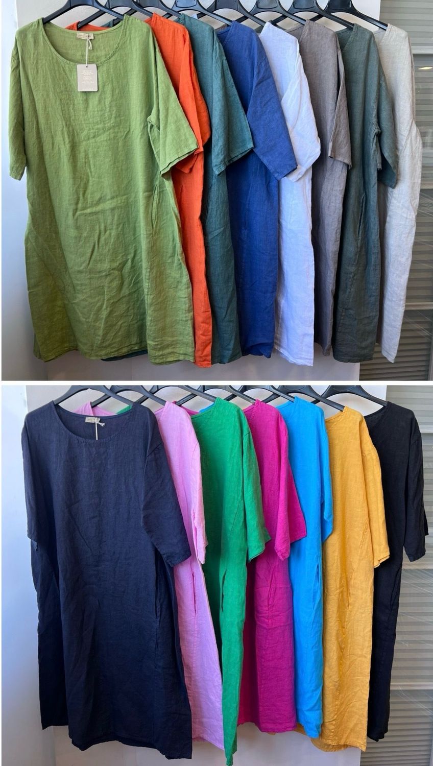 Julia Wang  Kleid Tunika 100% Leinen Uni One Size div. Farben