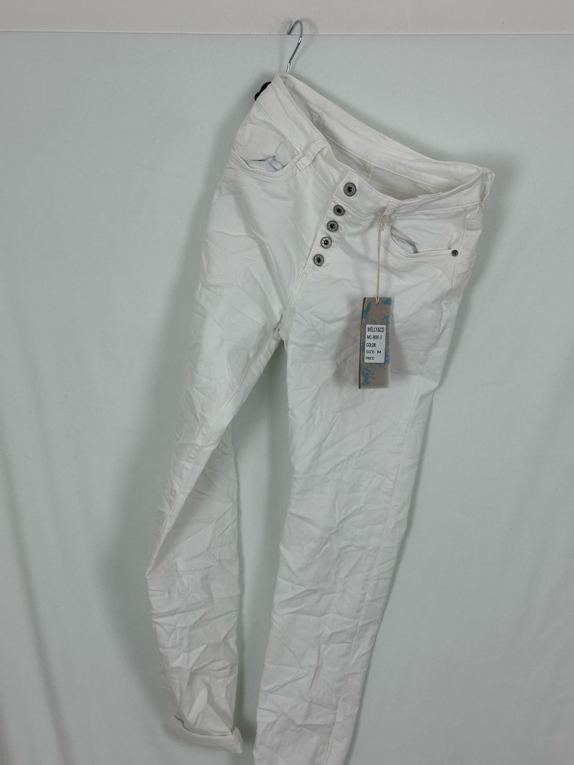 Melly &amp; Co Jeans Hose 5 Knopf S - M Uni, Farben: Weiß