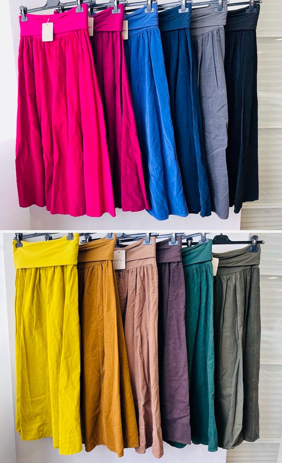 Julia Wang Feincord Rock Lang One Size div. Farben