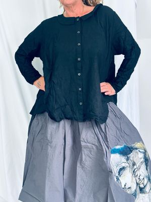 Ewa i Walla Bluse Laila Black AW25 Leinen Viskose 44154