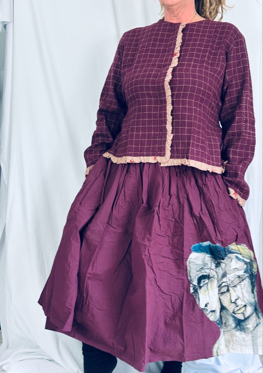 Ewa i Walla Jacke Annelie AW25 Darp Plum Linen Check 66787