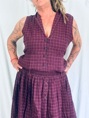 Ewa i Walla Veste Rigmor Dark Plum AW25 Linen Check 33402