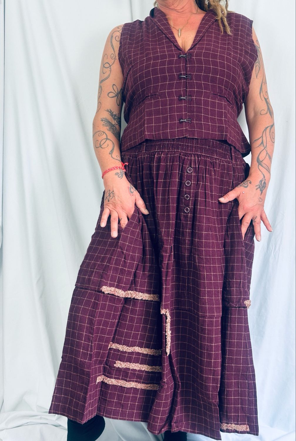 Ewa i Walla Rock Sabrina AW25 Line Check 22296 Dark Plum