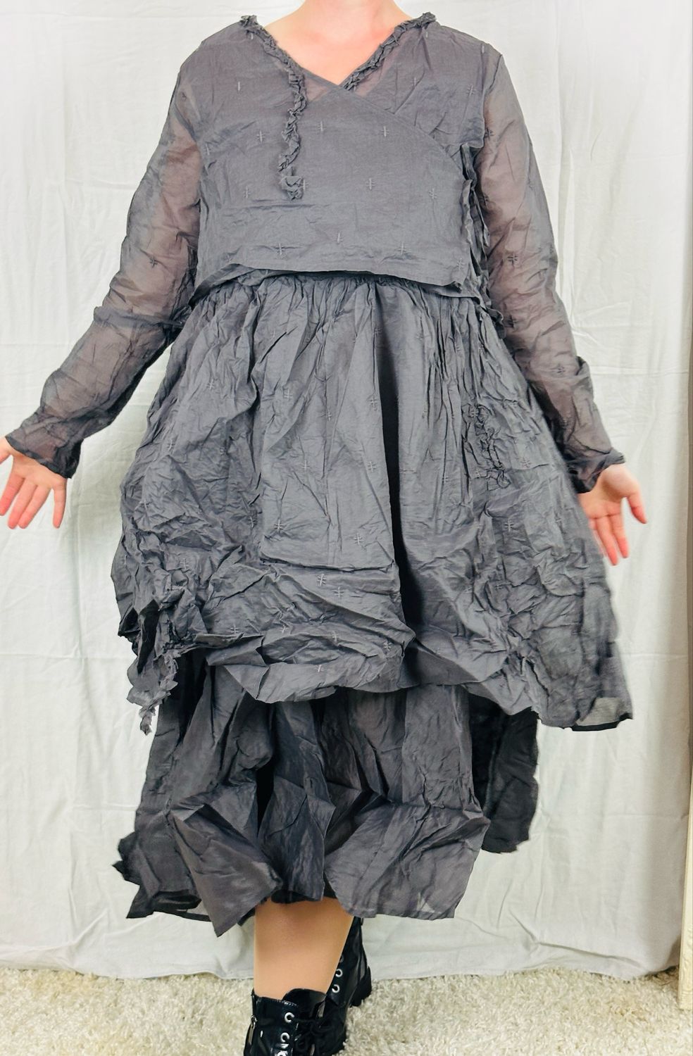 Ewa i Walla Kleid Carola AW25 55917 Graphite Embro Organdi