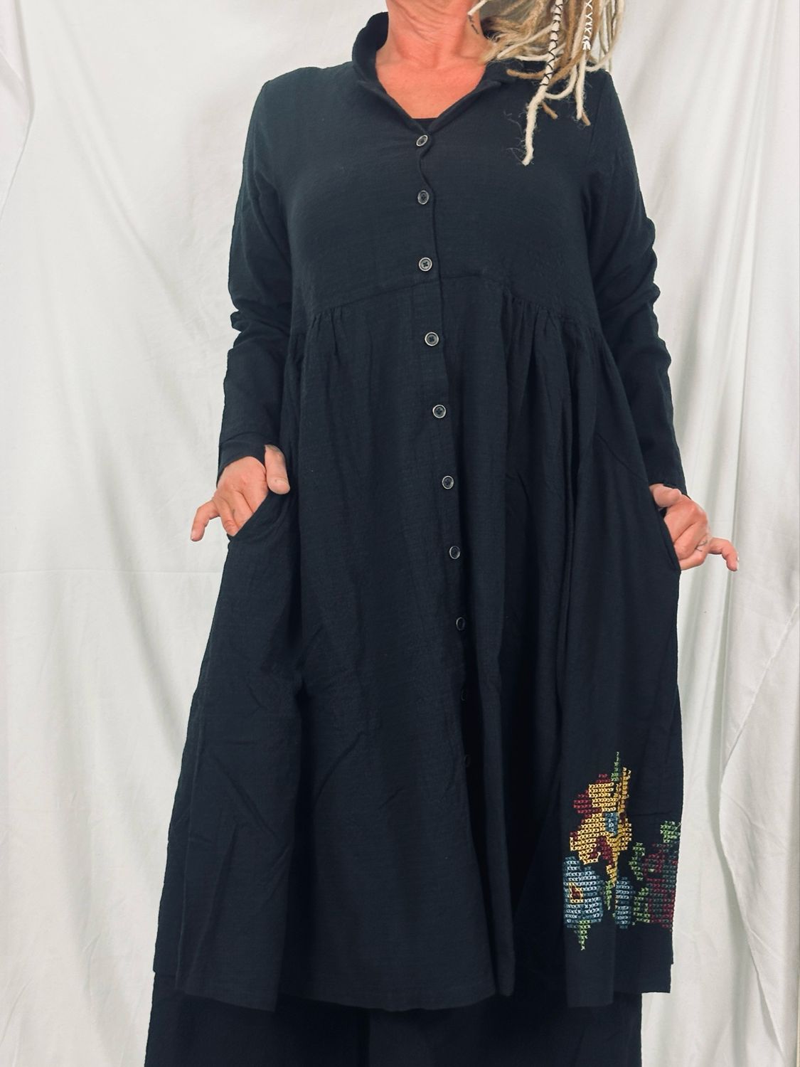 Ewa i Walla Kleid Helin Cotten Woll AW25 55932 Black