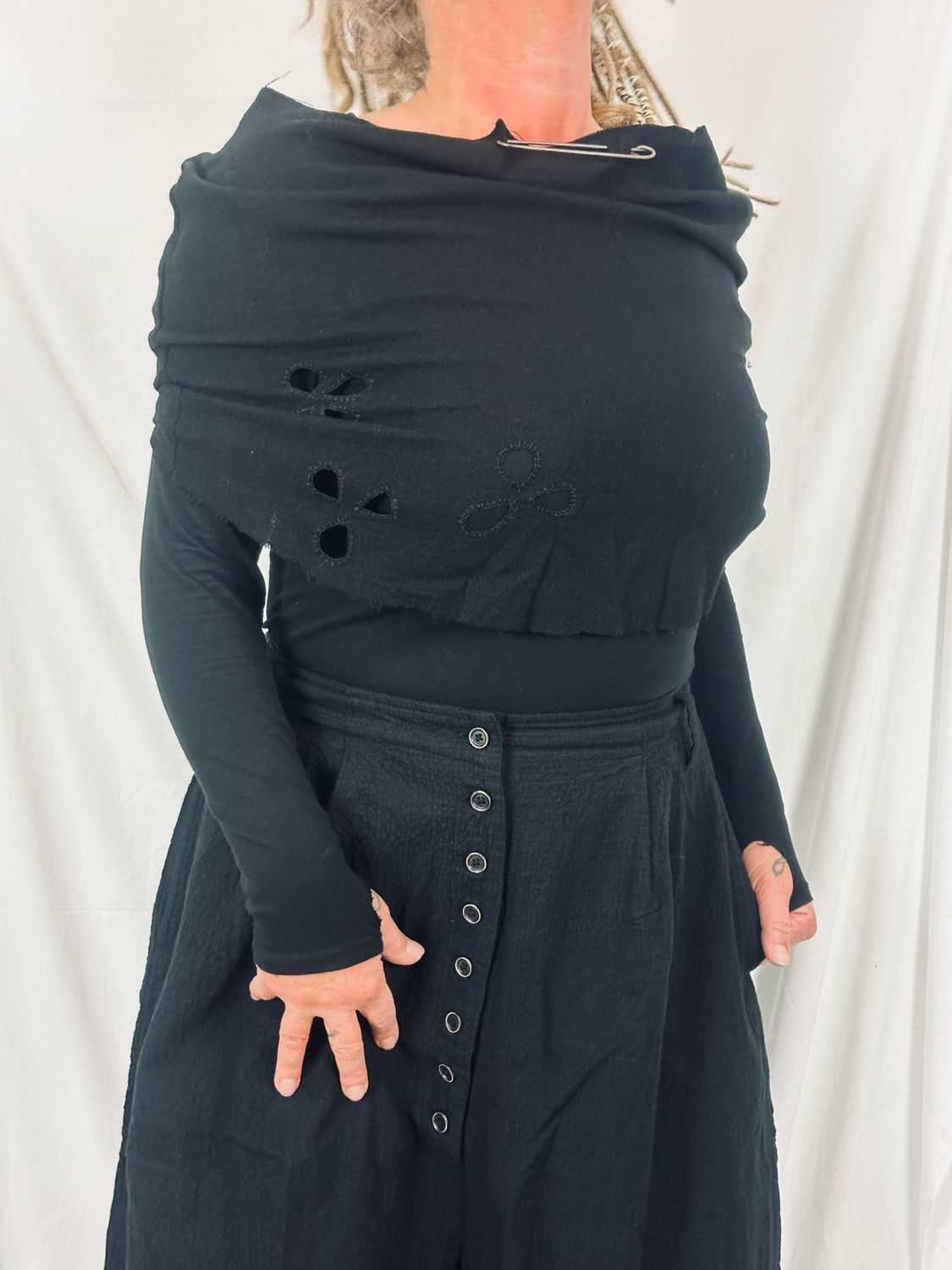 Ewa i Walla Schal Joy Original Structure Wool AW25 Black 77619 One Size