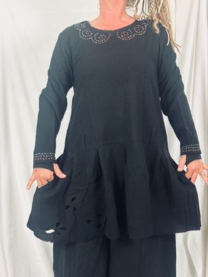 Ewa i Walla Tunika Lillibritt AW25 Black 44178 Structure Woll