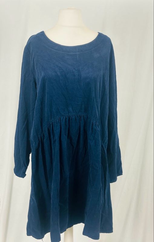 Julia Wang Kleid Feincord Uni Langarm One Size Dunkelblau