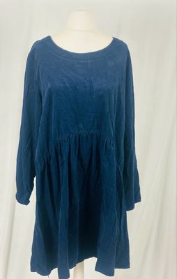 Julia Wang Kleid Feincord Uni Langarm One Size Dunkelblau