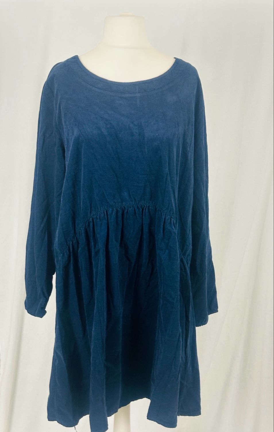 Julia Wang Kleid Feincord Uni Langarm One Size Dunkelblau