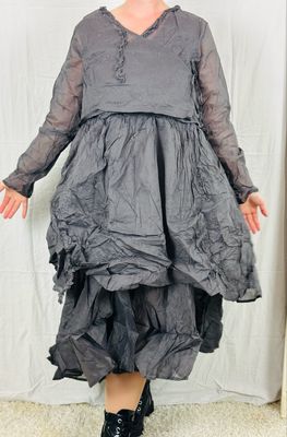 Ewa i Walla Kleid Carola AW25 55917 Graphite Embro Organdi XL Ewa i Walla Kleid Carola AW25 55917 Graphite Embro Organdi XL