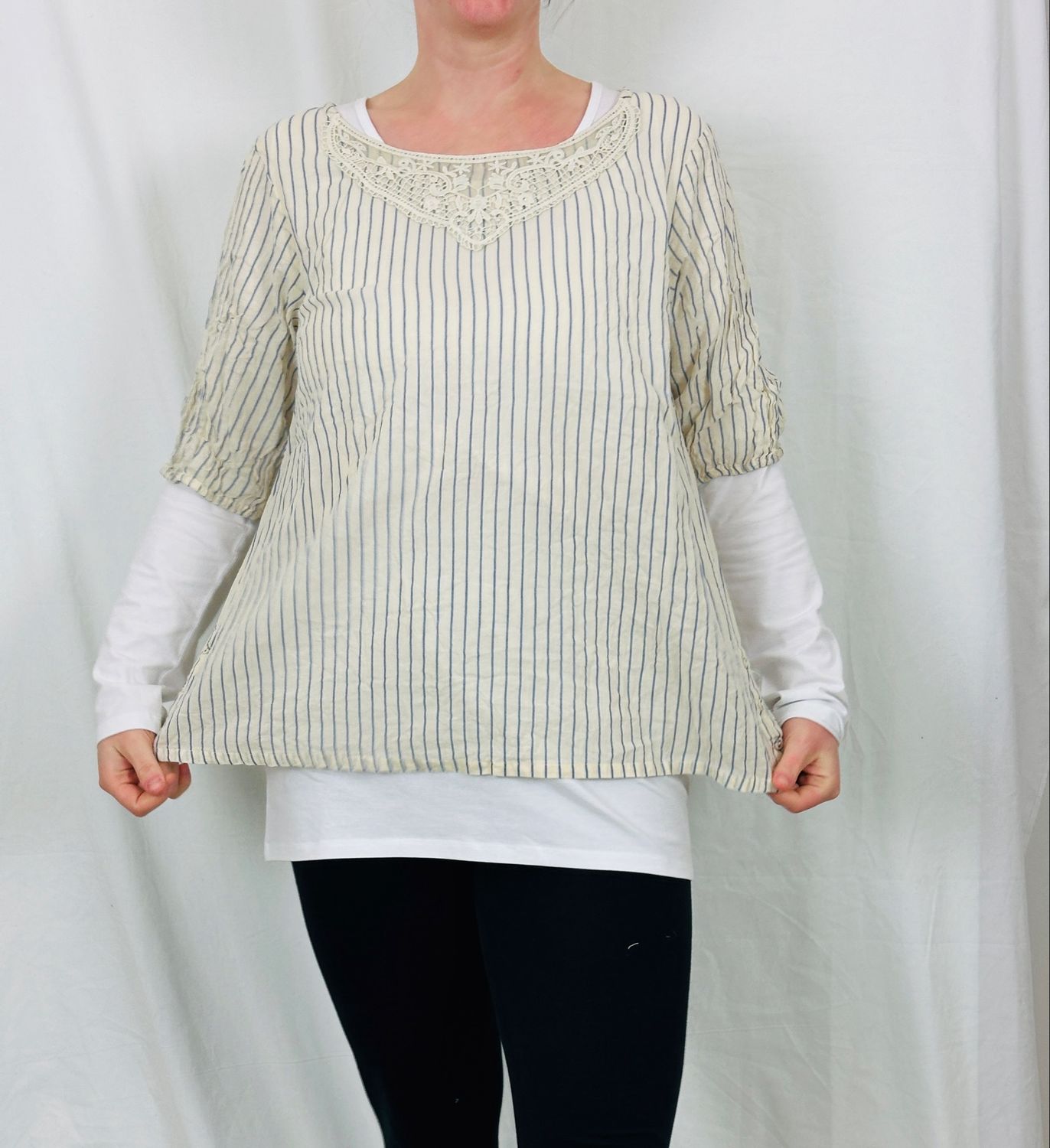 Ewa i Walla Bluse Simona Striped Voile SS26 44193 L