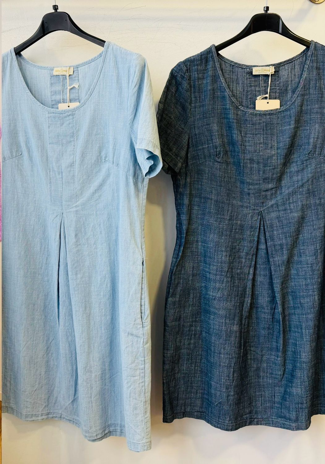 Julia Wang Jeanskleid Dunkelblau Kurzarm