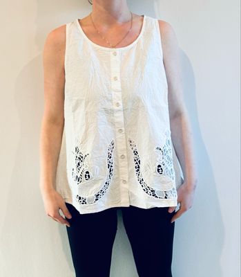 Ewa i Walla Top 33409 Laurel SS26 White Cotten Lace Goldenlabel