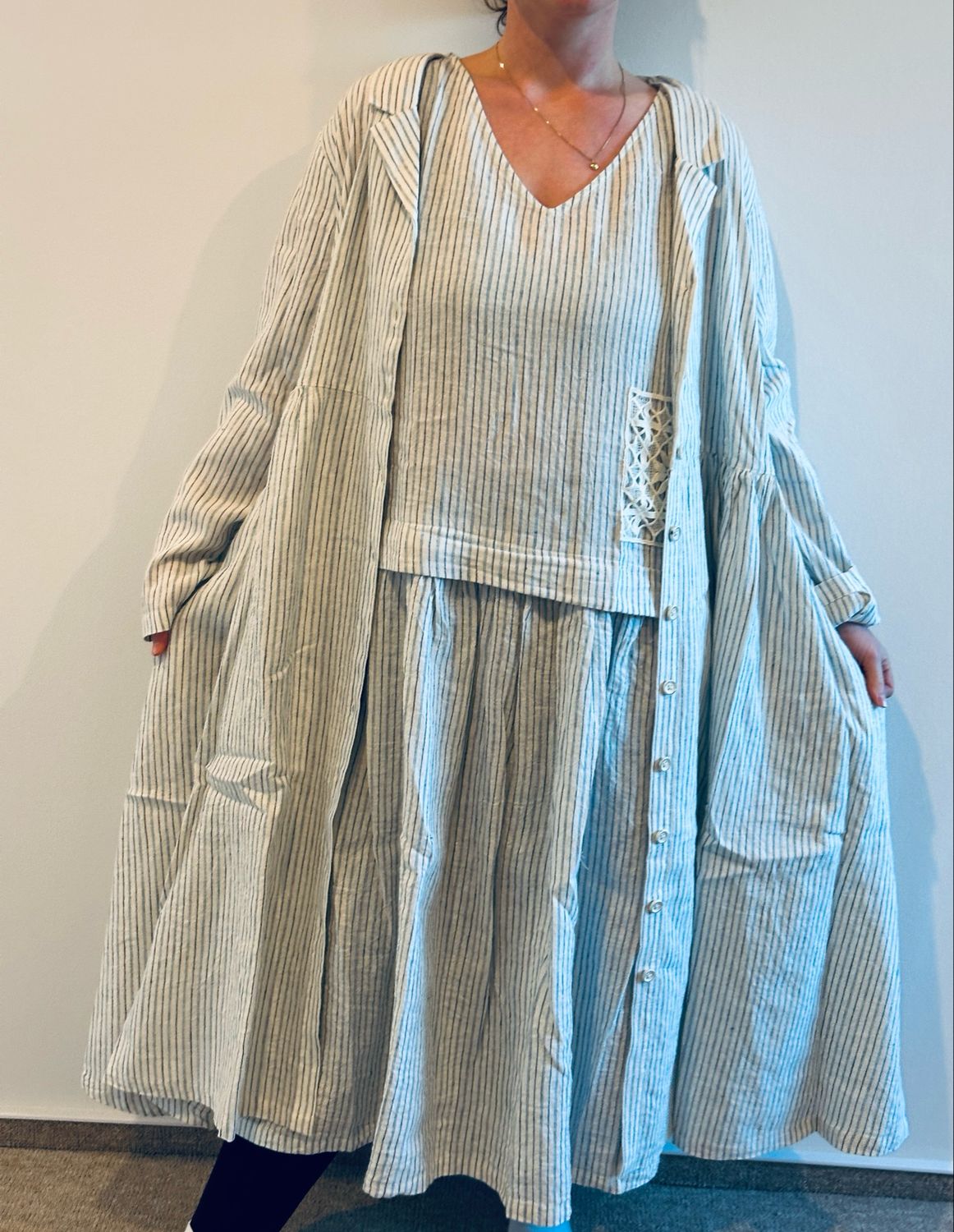 Ewa i Walla Kleid Helin 55966 Striped Linen SS26