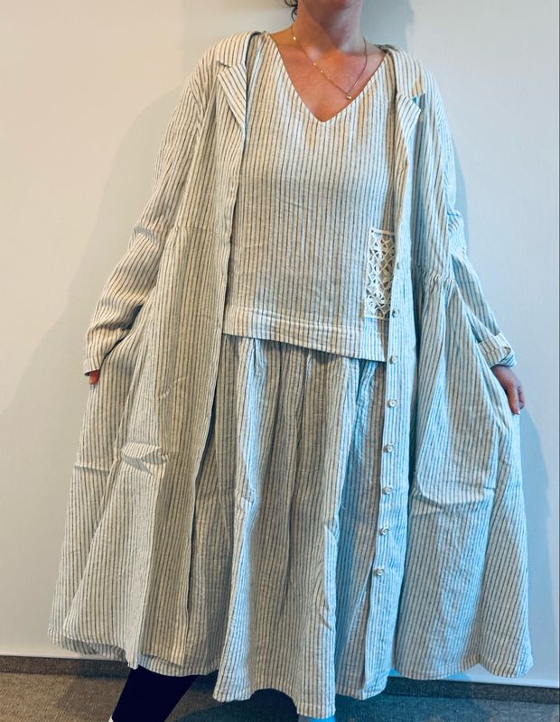 Ewa i Walla Kleid Helin 55966 Striped Linen SS26