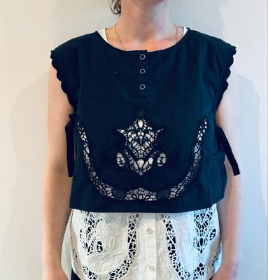 Ewa i Walla Weste 77628 Astri SS26 Cotten Lace Goldenlabel Black One Size