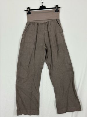 Julia Wang Leinen Hose Schlamm Taschen