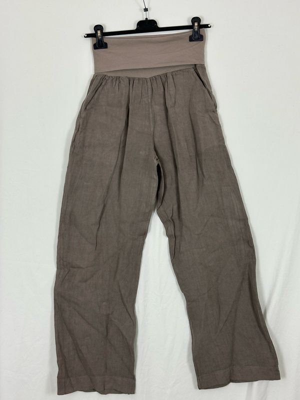 Julia Wang Leinen Hose Schlamm Taschen