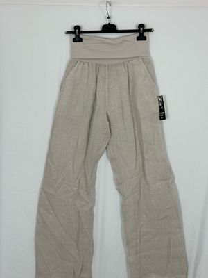 Julia Wang Leinen Hose Beige Taschen