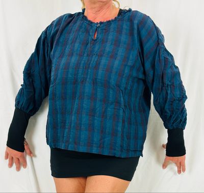 Ewa i Walla Bluse Penolope 44222 AW26 Blue Checked