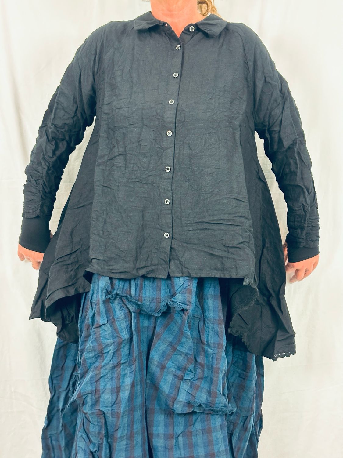 Ewa i Walla Bluse Fia 44214 AW26 Black Linen Viscose