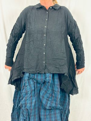 Ewa i Walla Bluse Fia 44214 AW26 Black Linen Viscose Ewa i Walla Bluse Fia 44214 AW26 Black Linen Viscose