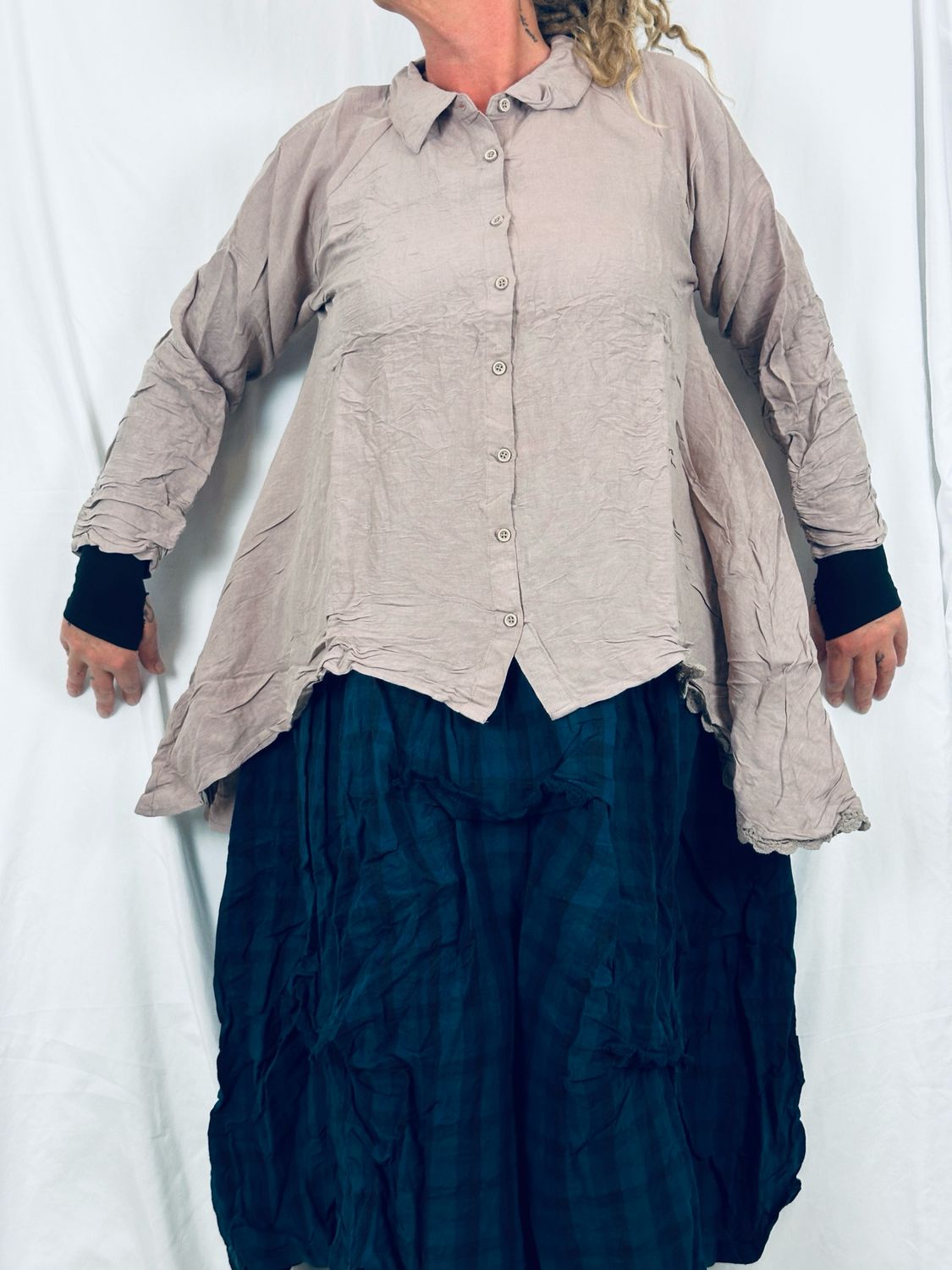 Ewa i Walla Bluse Fia Grey Mauve 44214 AW26 Linen Viscose