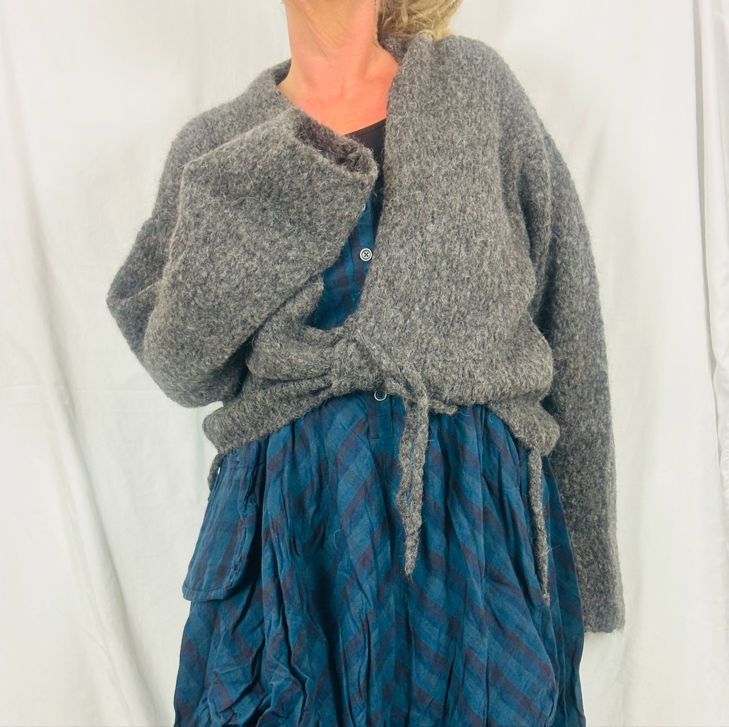 Ewa i Walla Cardigan Calla 44232 AW26 Grey Alpaca