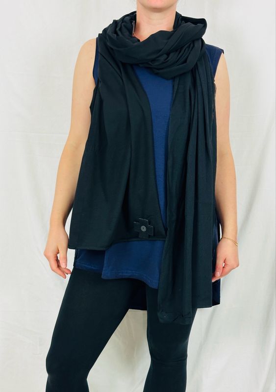 Pluslavie/PLÜ Mesh Scarf One Size Black 1763 AW26