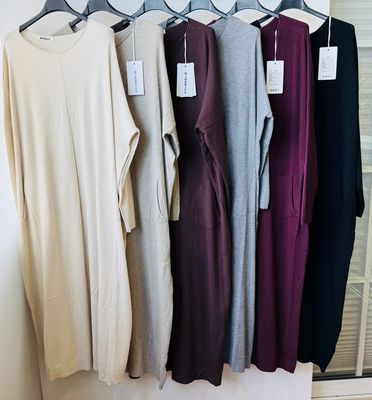 Julia Wang Feinstrick Kleid Taschen Uni Weich div. Farben