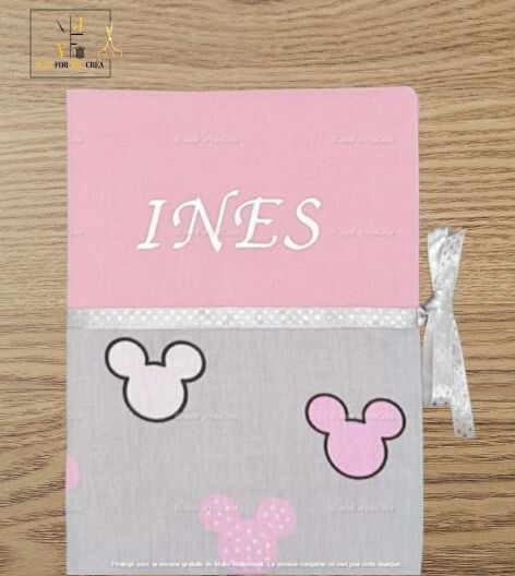 Protège Carnet de santé Souris Rose & Gris