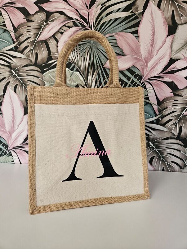 Grand Sac en toile de jute personnalisable