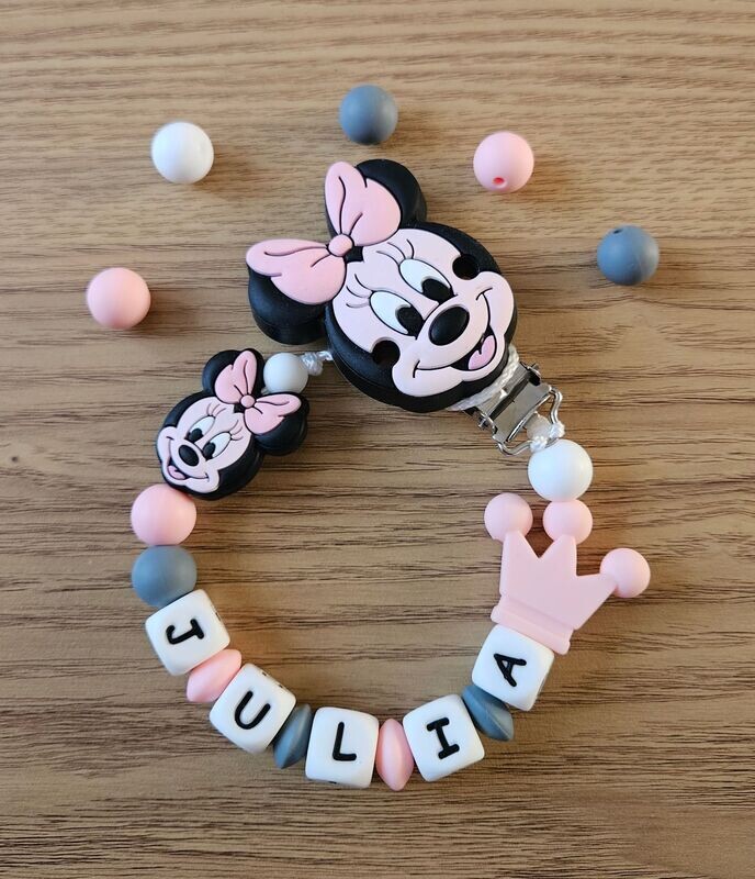 Attache tétine personnalisable  JULIA Tête de Souris