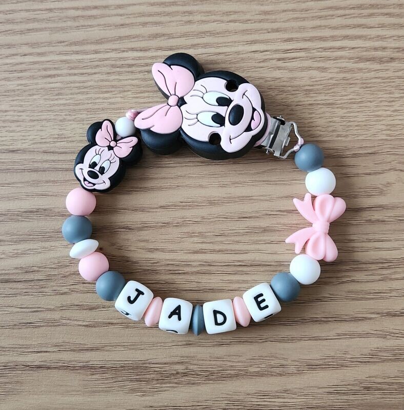 Attache tétine personnalisable JADE Rose