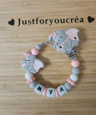 Attache tétine personnalisable MYA Dumbo rose