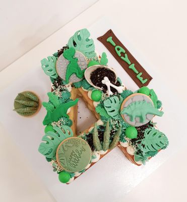 Dinosaur number cake