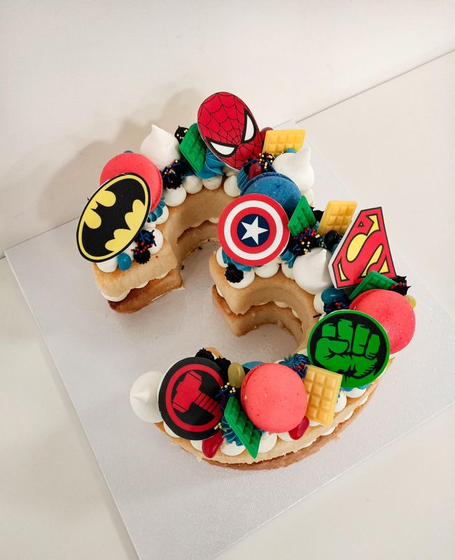 Superhero number cake