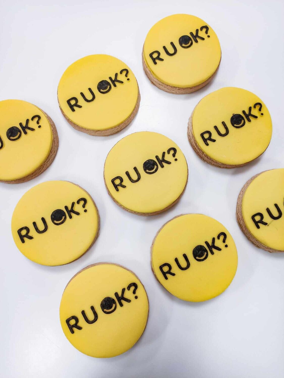 R U OK Day fondant stamped cookies R U OK Day fondant stamped cookies