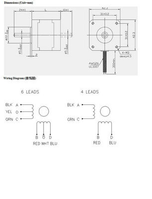 Moteur pas à pas NEMA 17 JK42HS48-1684