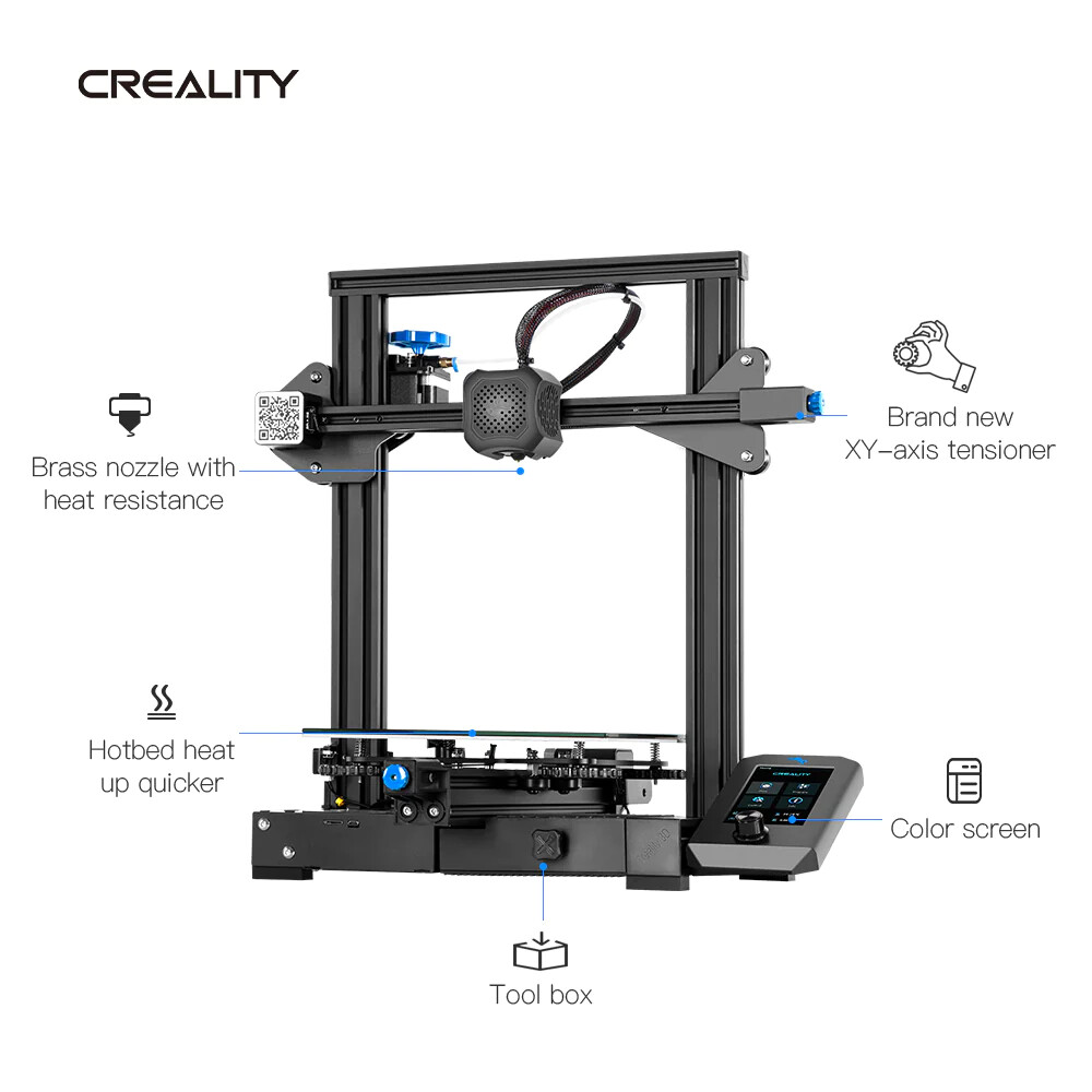 Imprimante 3D Creality 3D Ender-3 V2 (Ender 3 Pro Amélioré) Entièrement  Métallique Structure Silencieuse 220 * 220 * 250 mm - Cdiscount Informatique