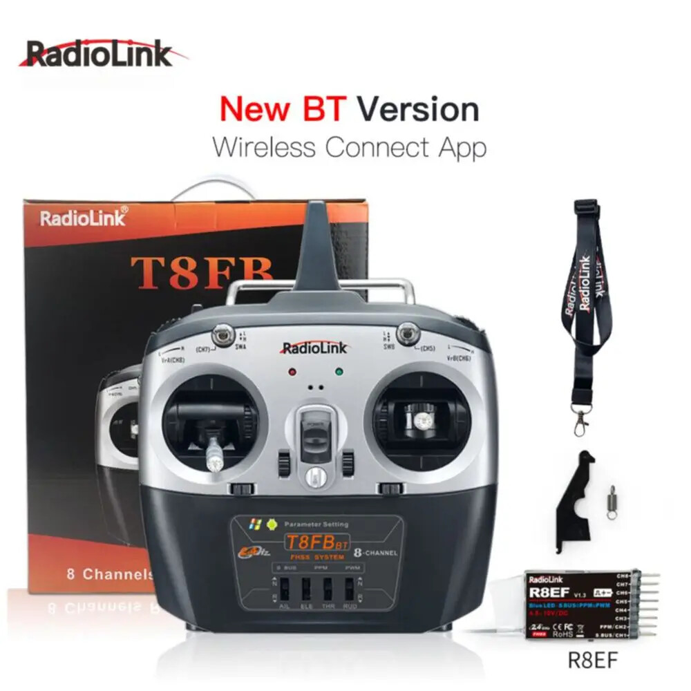 Télécommande Radiolink T8FB(BT) 8CH + Recepteur R8EF 2.4 GHz OTG line