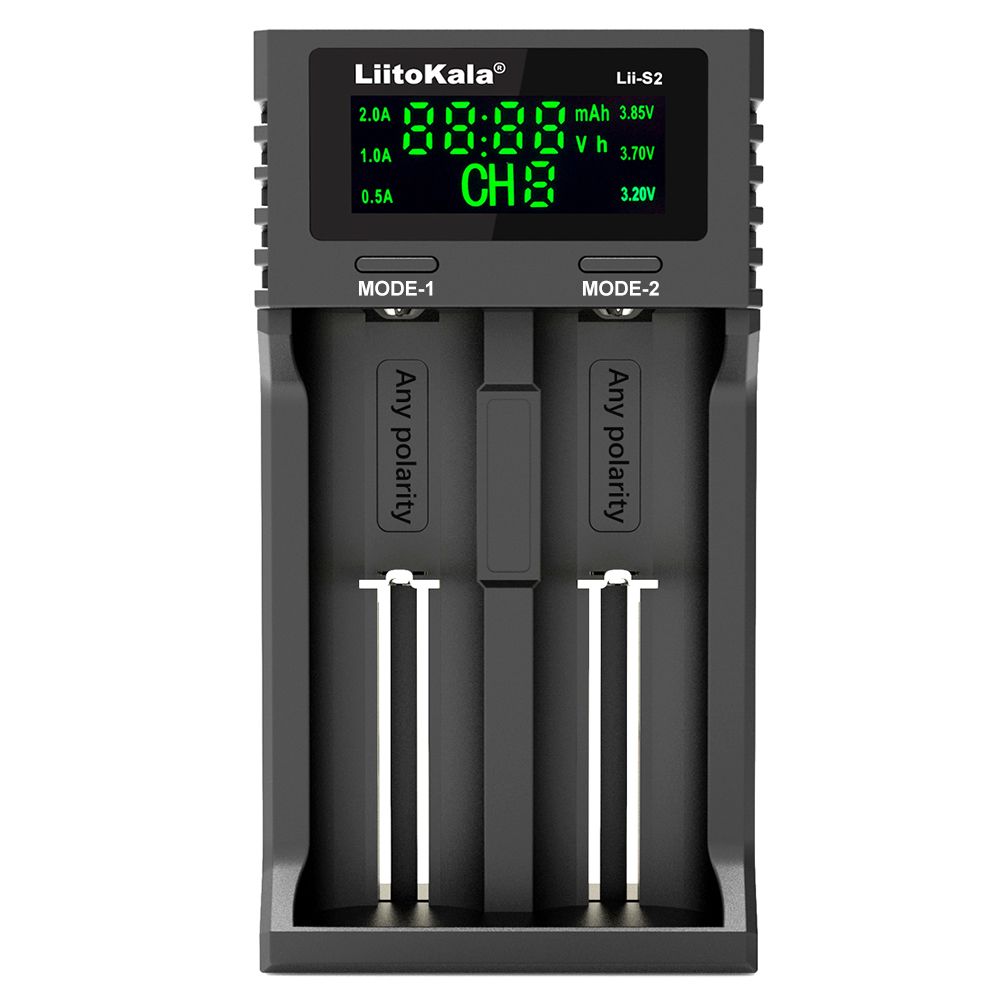 LiitoKala Lii-S2 Battery Charger Auto-polarity detection For 18650 26650 16340 18350 10400 14500 AA AAA li-ion batteries
