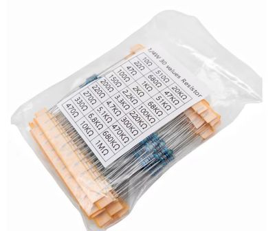 Lot de 600 résistances 1/4 W 1 % 10 Ω-1 M 30 valeurs (20x chaque valeur)