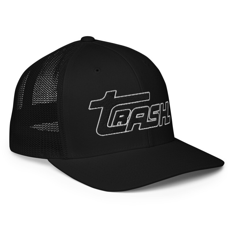 ​Black Trash Logo Fitted Flexfit Mesh Hat