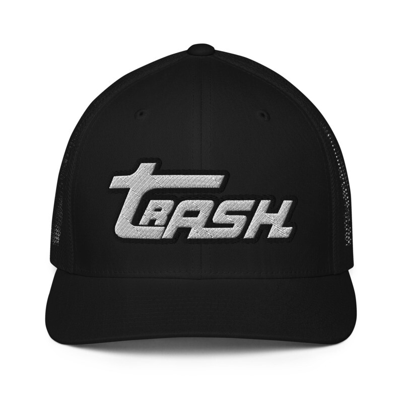 White Trash Logo Fitted Flexfit Mesh Hat